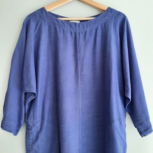 WILFRED | Aritzia Delphine Relaxed Fit Shift Dress w/ Pockets Blue Sz XS Flawed - Picture 4 of 14